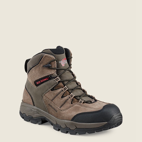 Red Wing Mens Hiking Boots - Truhiker - 6-inch Waterproof Safety Toe - Grey Brown - URP476139